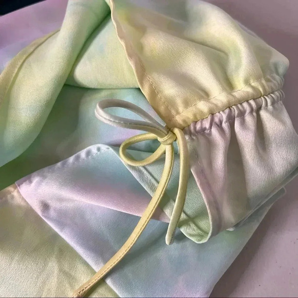 DO + BE Side Ruched Tie Dye Dress Size Medium Adjustable Straps Square Neck - Picture 8 of 13